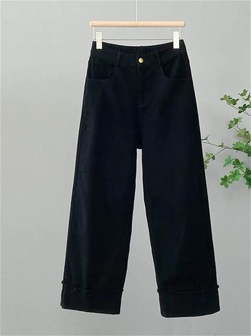 Women Large Size 4XL Straight Casual Pantalons Spring Autumn Female Narrow Version Wide Leg Pants Ladies High Waist Trousers