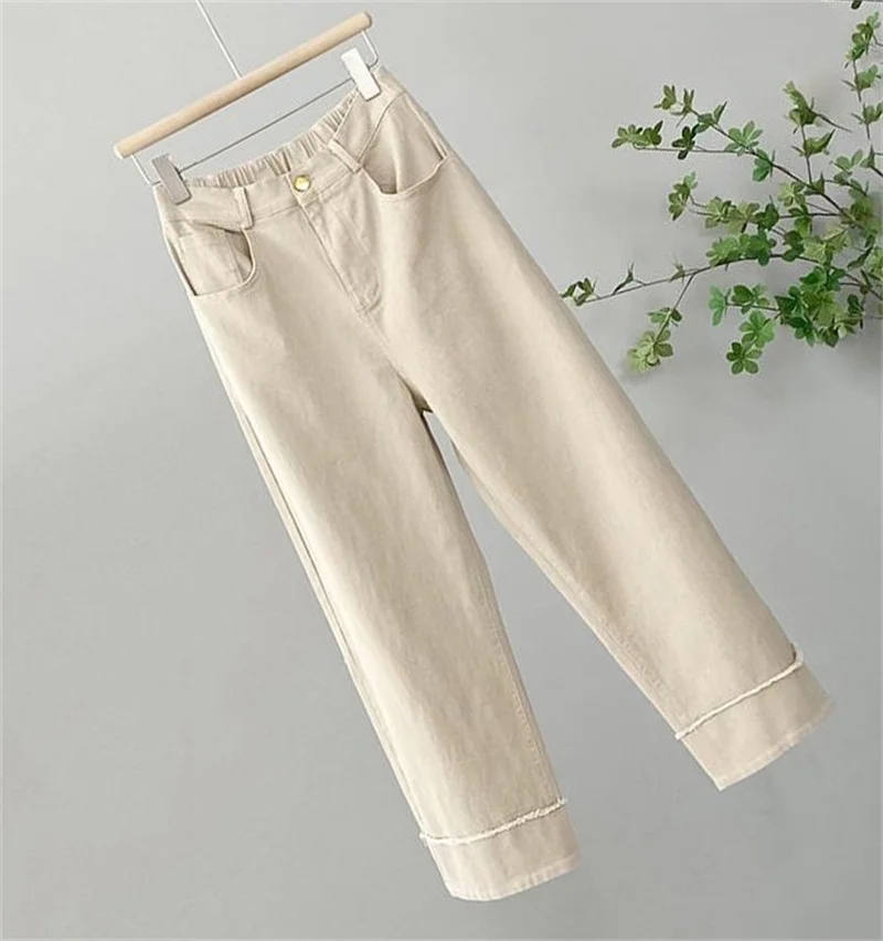 Women Large Size 4XL Straight Casual Pantalons Spring Autumn Female Narrow Version Wide Leg Pants Ladies High Waist Trousers