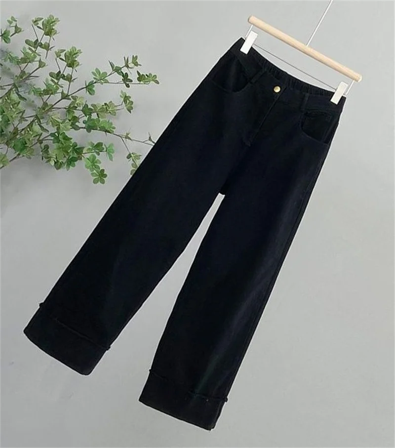 Women Large Size 4XL Straight Casual Pantalons Spring Autumn Female Narrow Version Wide Leg Pants Ladies High Waist Trousers