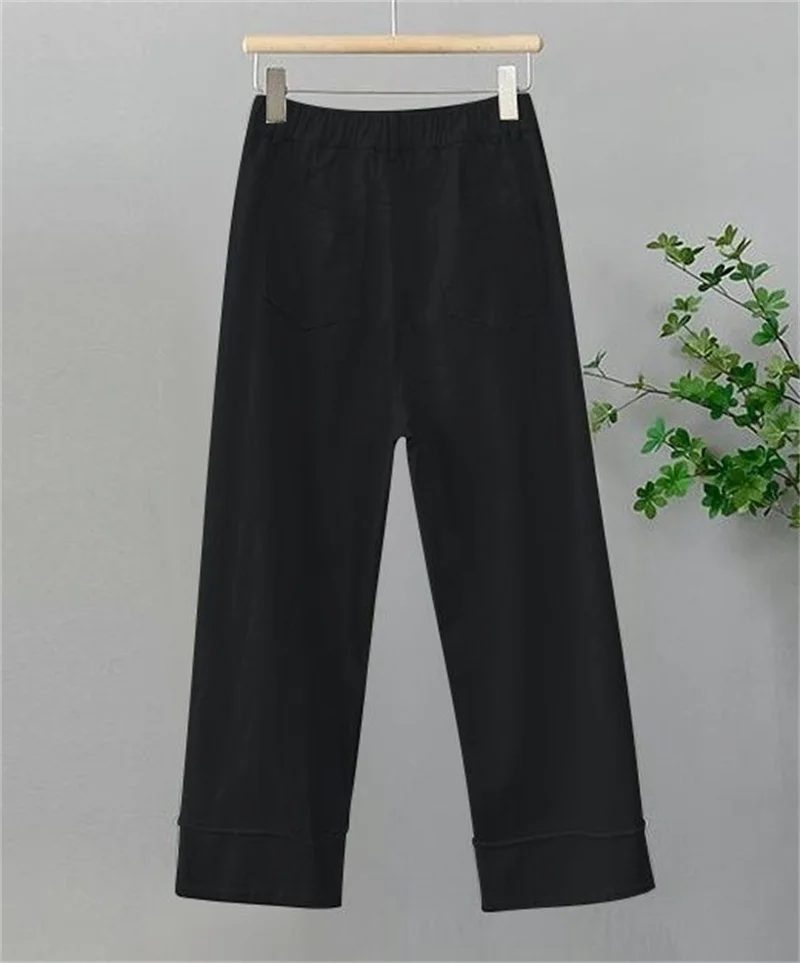 Women Large Size 4XL Straight Casual Pantalons Spring Autumn Female Narrow Version Wide Leg Pants Ladies High Waist Trousers