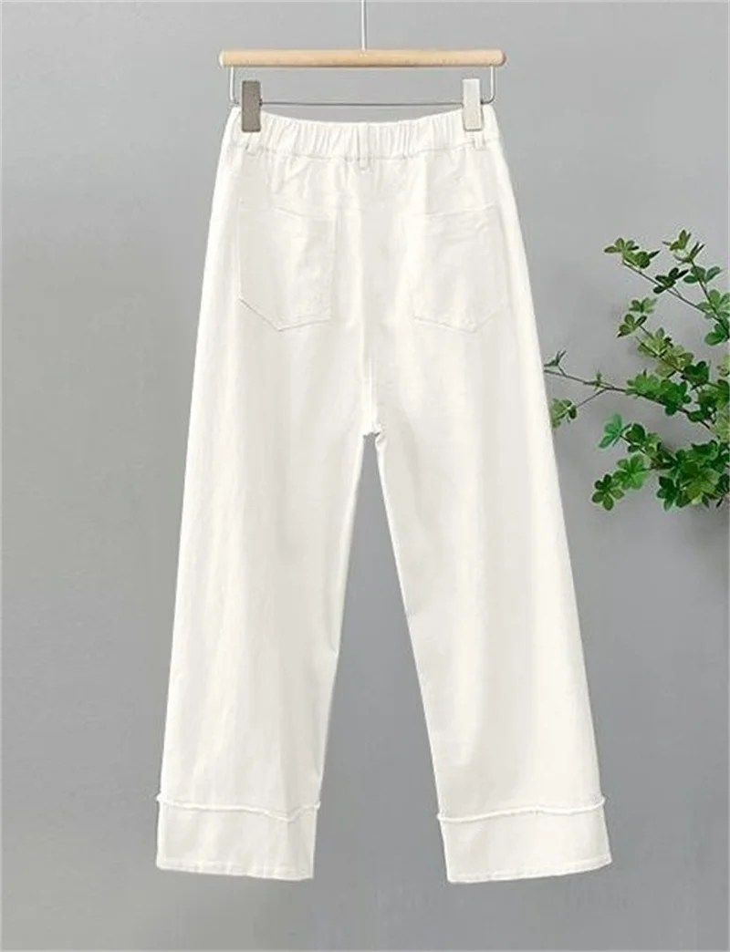 Women Large Size 4XL Straight Casual Pantalons Spring Autumn Female Narrow Version Wide Leg Pants Ladies High Waist Trousers