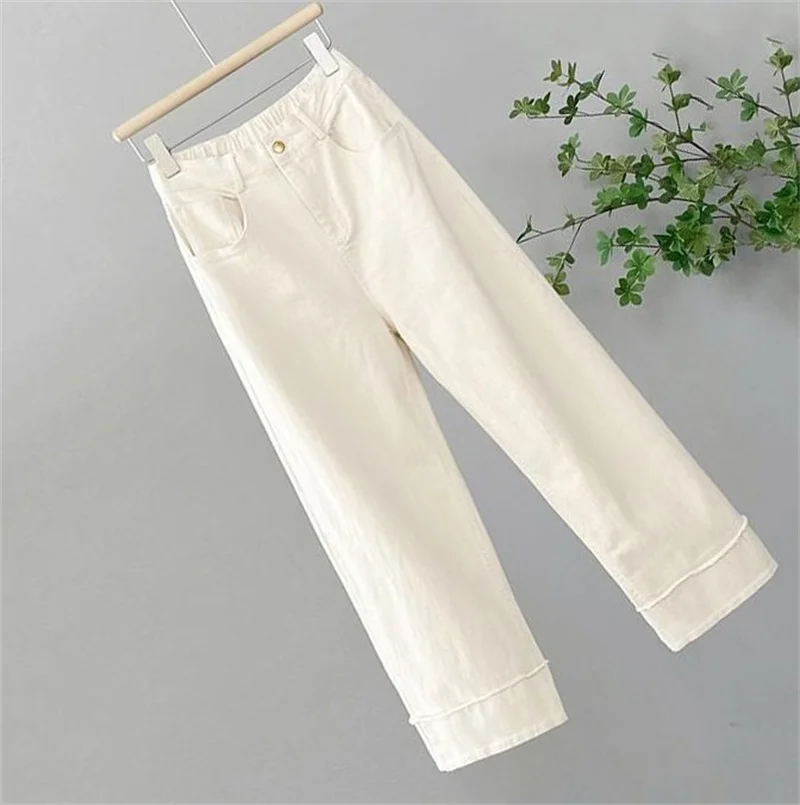 Women Large Size 4XL Straight Casual Pantalons Spring Autumn Female Narrow Version Wide Leg Pants Ladies High Waist Trousers