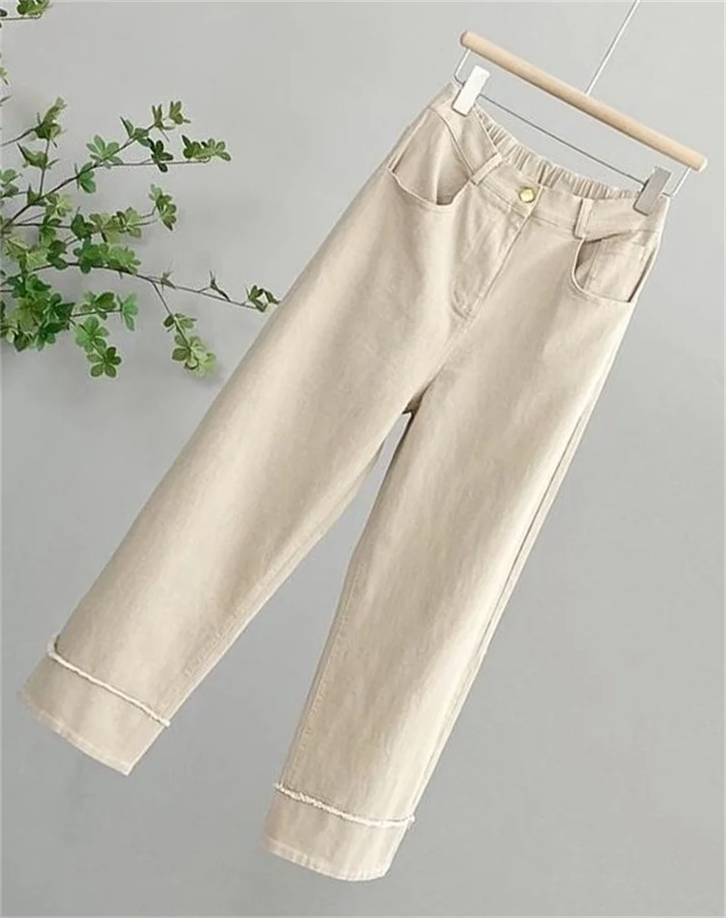 Women Large Size 4XL Straight Casual Pantalons Spring Autumn Female Narrow Version Wide Leg Pants Ladies High Waist Trousers
