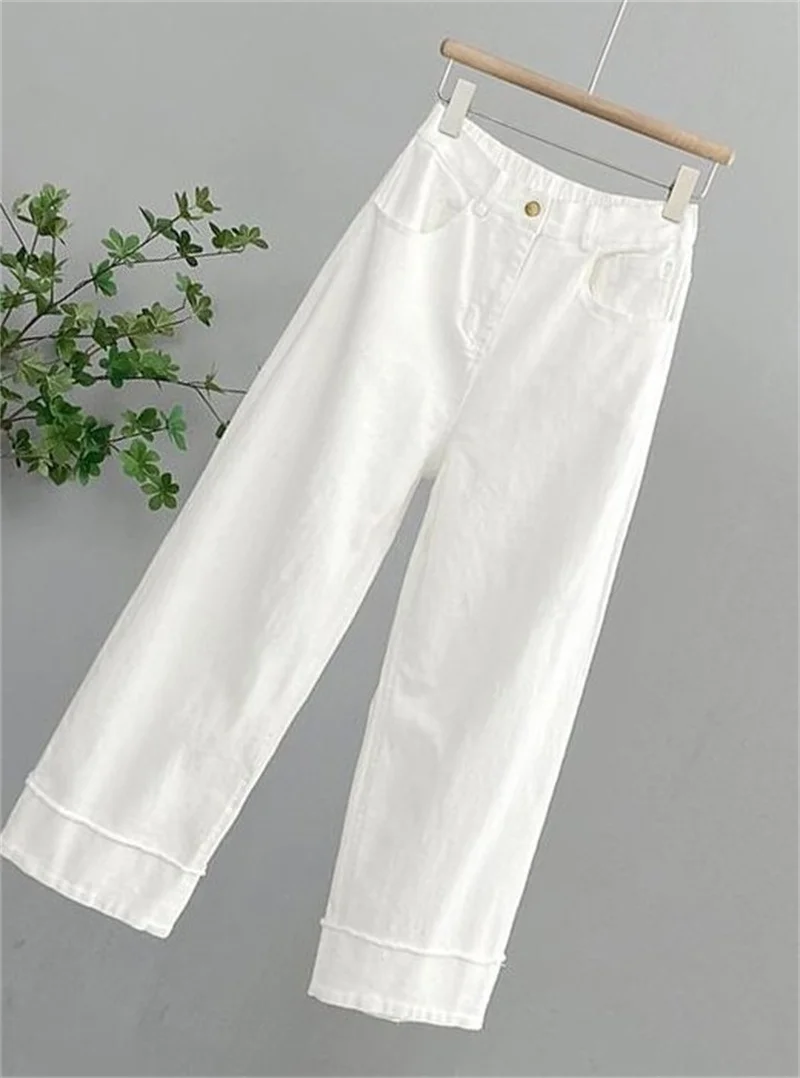 Women Large Size 4XL Straight Casual Pantalons Spring Autumn Female Narrow Version Wide Leg Pants Ladies High Waist Trousers