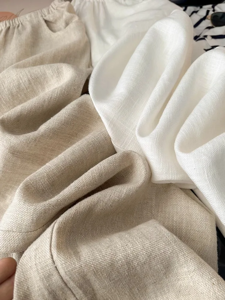 Washed Linen Wide Leg Pants Casual Cotton Linen Loose Feel Women's New Style Comfortable Loose Fit Trousers Fashionable