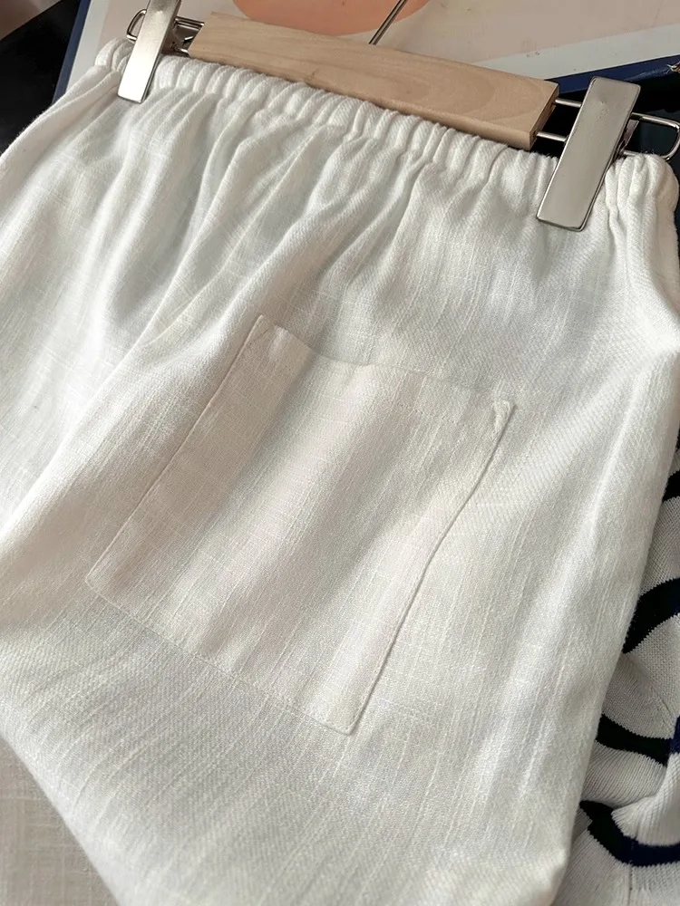 Washed Linen Wide Leg Pants Casual Cotton Linen Loose Feel Women's New Style Comfortable Loose Fit Trousers Fashionable