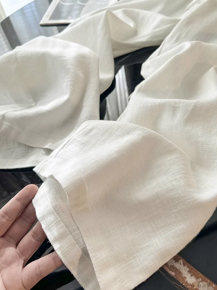 Washed Linen Wide Leg Pants Casual Cotton Linen Loose Feel Women's New Style Comfortable Loose Fit Trousers Fashionable
