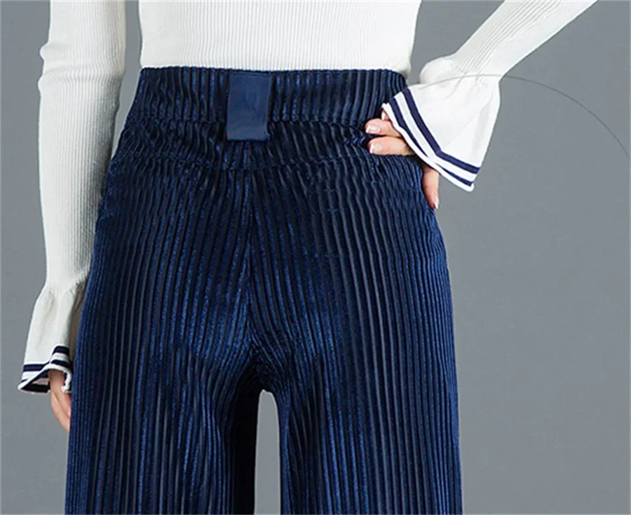 Velvet Wide Leg Pants Women High Waist Baggy Big Size Sweatpants Korean New Casual Pantalones Office Loose Straight Trousers