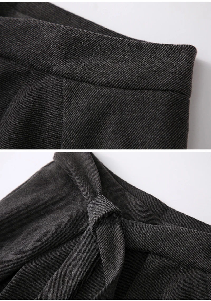 MEXZT Woolen Wide Leg Pants Women Fashion Lace Up Black Baggy Suit Pants Winter Streetwear Korean Casual Straight Trousers New