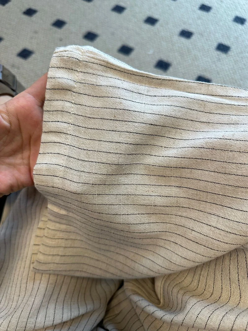 Elegant Striped Wide Leg Pants Women Fashion Streetwear Cotton Linen Baggy Pants Summer Ladies Korean Casual Straight Trousers