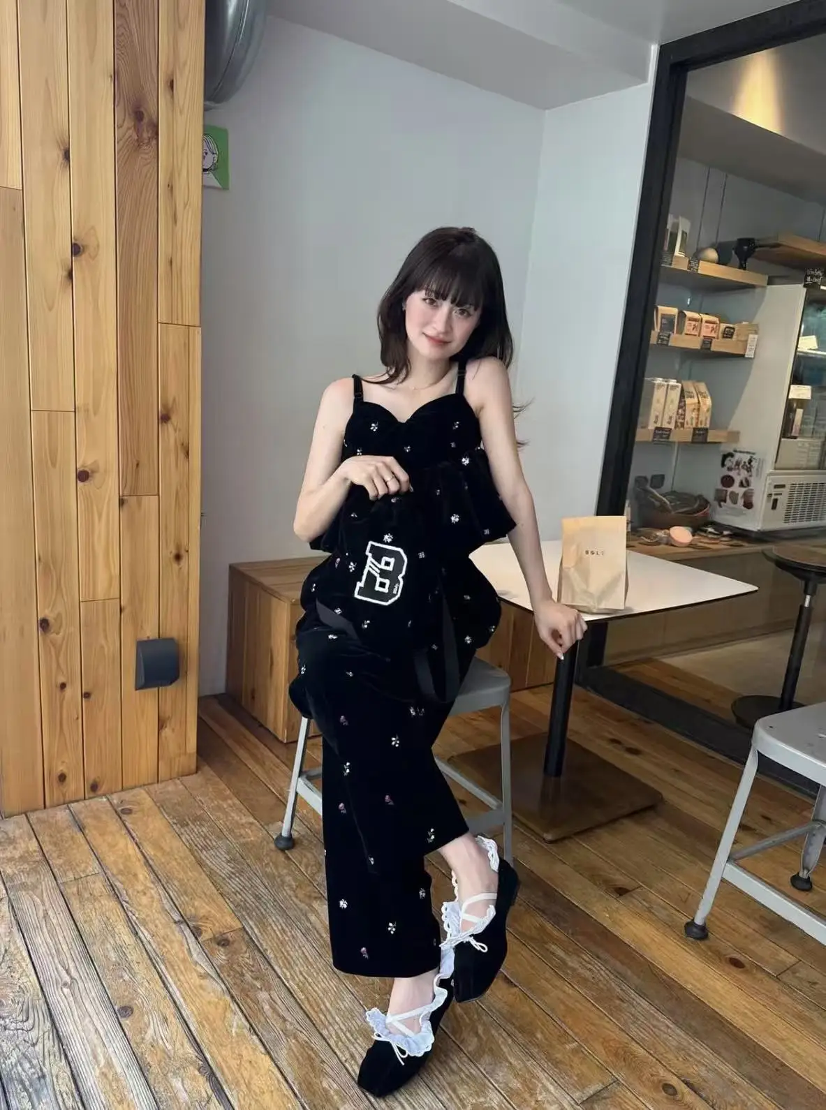 Japanese Style Fashion Sweet Elastic Waist Pants Pants Autumn Winter New Girls Women's Slimming Wide Leg Pants Bud Camis Set