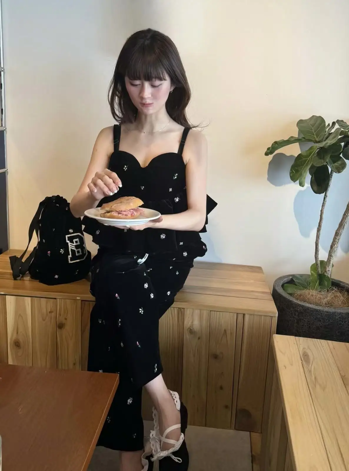 Japanese Style Fashion Sweet Elastic Waist Pants Pants Autumn Winter New Girls Women's Slimming Wide Leg Pants Bud Camis Set
