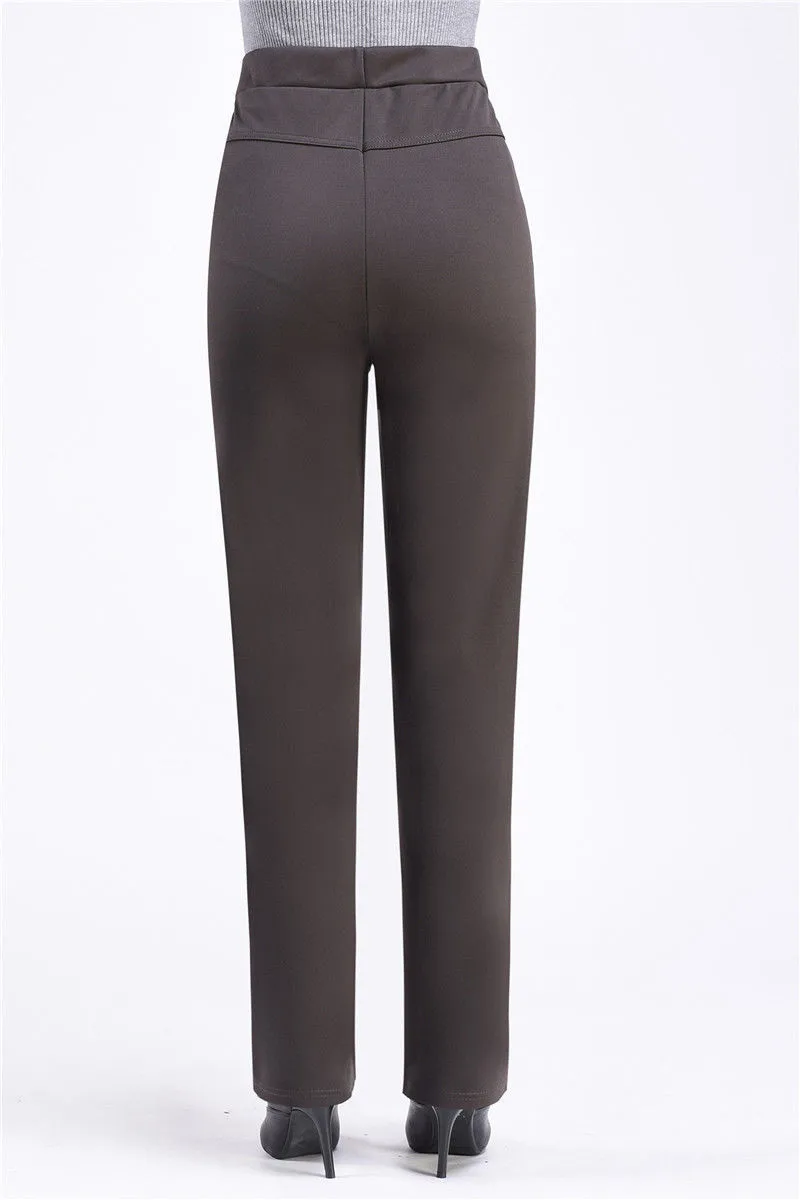 New Autumn Winter Women's Pants Add Velevt Mother Pants Elastic High Waist Casual Women Trousers Loose Straight Black Pants