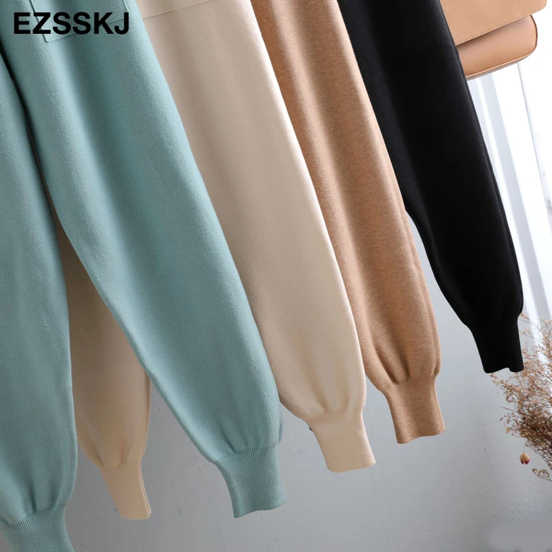 Women Elastic Waist Drawstring Trousers Thick Knitted Harem Pants Autumn Winter Sport pants sweater Knitted Carrot pants