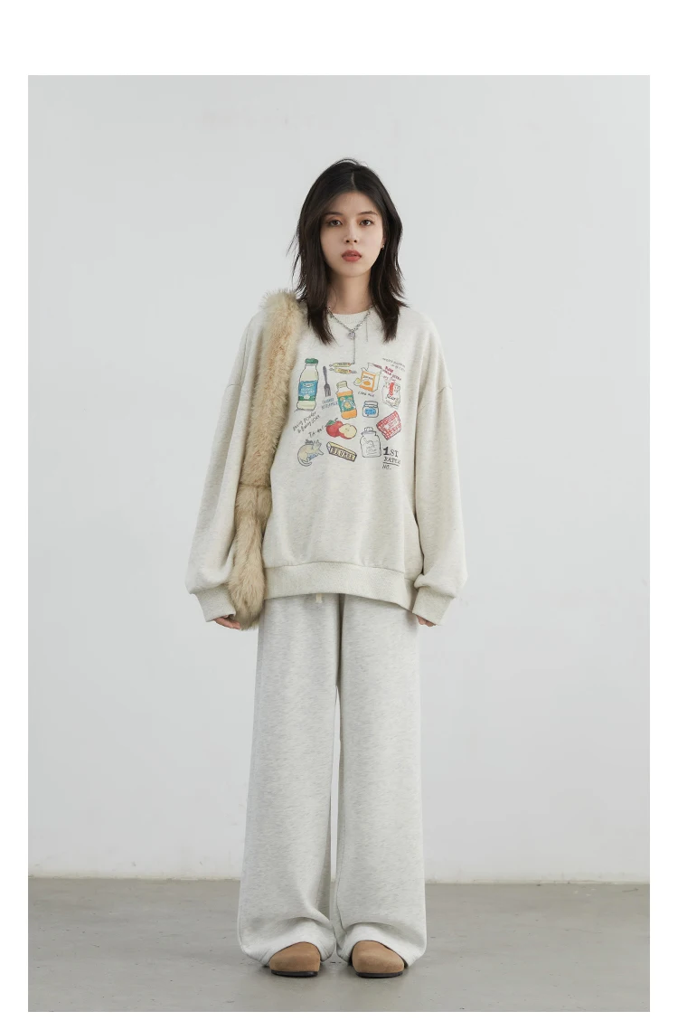 CHIC VEN Women Sports Sweatpants Loose New Elastic High Waisted Fleece Casual Pants Female Full Trousers Autumn Winter 2024