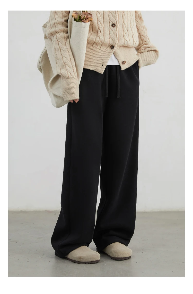 CHIC VEN Women Sports Sweatpants Loose New Elastic High Waisted Fleece Casual Pants Female Full Trousers Autumn Winter 2024
