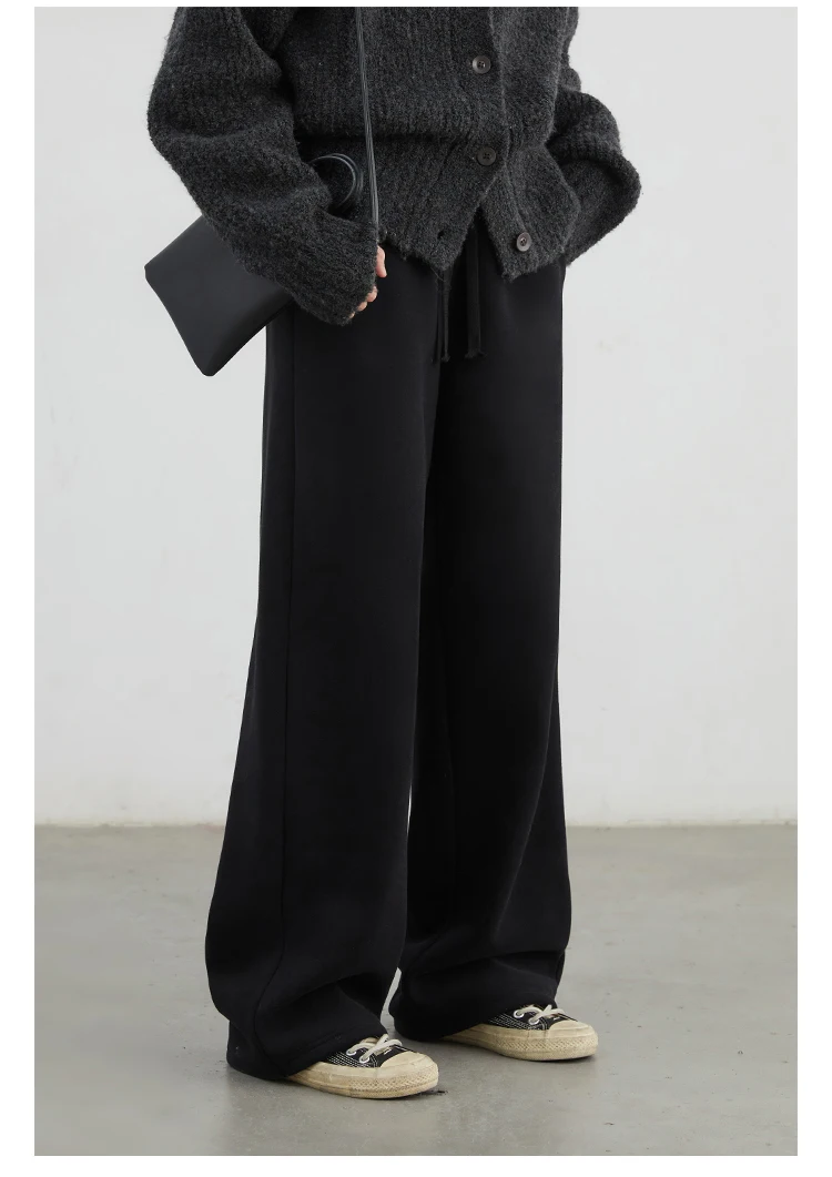 CHIC VEN Women Sports Sweatpants Loose New Elastic High Waisted Fleece Casual Pants Female Full Trousers Autumn Winter 2024