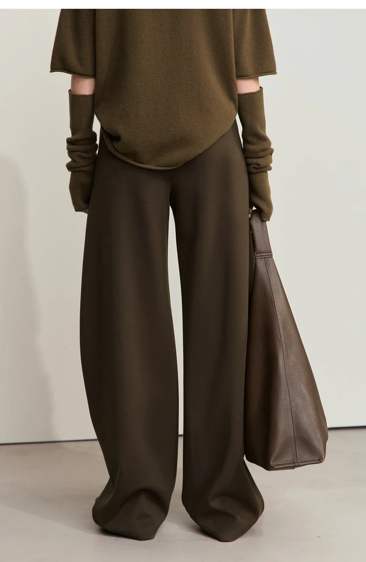 AMII Minimalist Women's Casual Pants 2025 Winter Classic Versatile Warm Elastic Drawstring Loose Pants Female Trousers 12424082