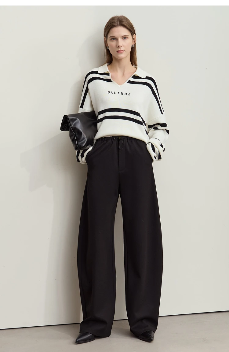 AMII Minimalist Women's Casual Pants 2025 Winter Classic Versatile Warm Elastic Drawstring Loose Pants Female Trousers 12424082