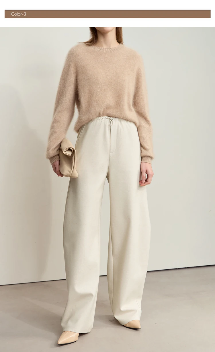 AMII Minimalist Women's Casual Pants 2025 Winter Classic Versatile Warm Elastic Drawstring Loose Pants Female Trousers 12424082