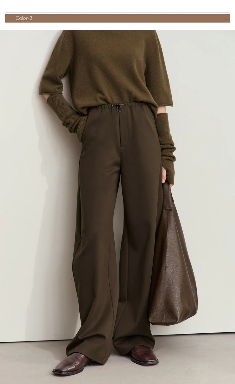 AMII Minimalist Women's Casual Pants 2025 Winter Classic Versatile Warm Elastic Drawstring Loose Pants Female Trousers 12424082