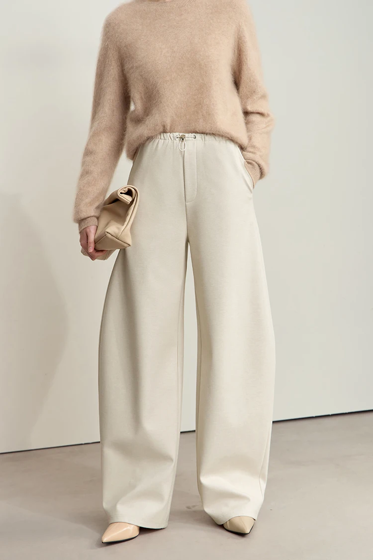 AMII Minimalist Women's Casual Pants 2025 Winter Classic Versatile Warm Elastic Drawstring Loose Pants Female Trousers 12424082