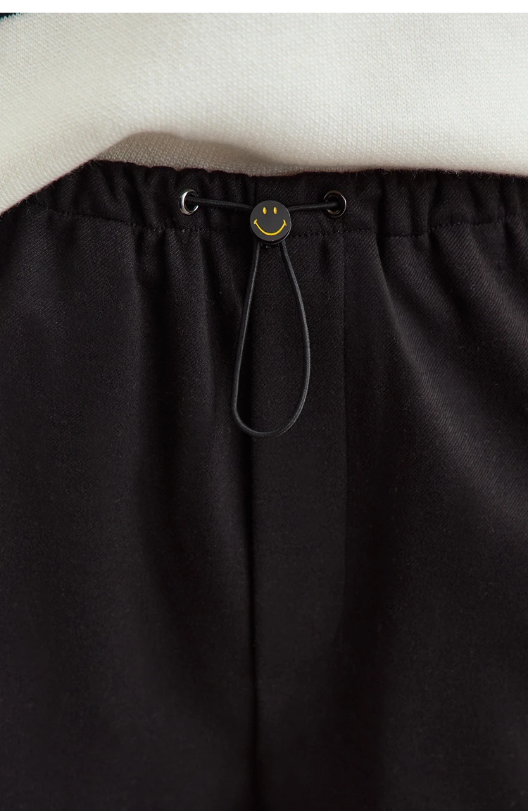AMII Minimalist Women's Casual Pants 2025 Winter Classic Versatile Warm Elastic Drawstring Loose Pants Female Trousers 12424082