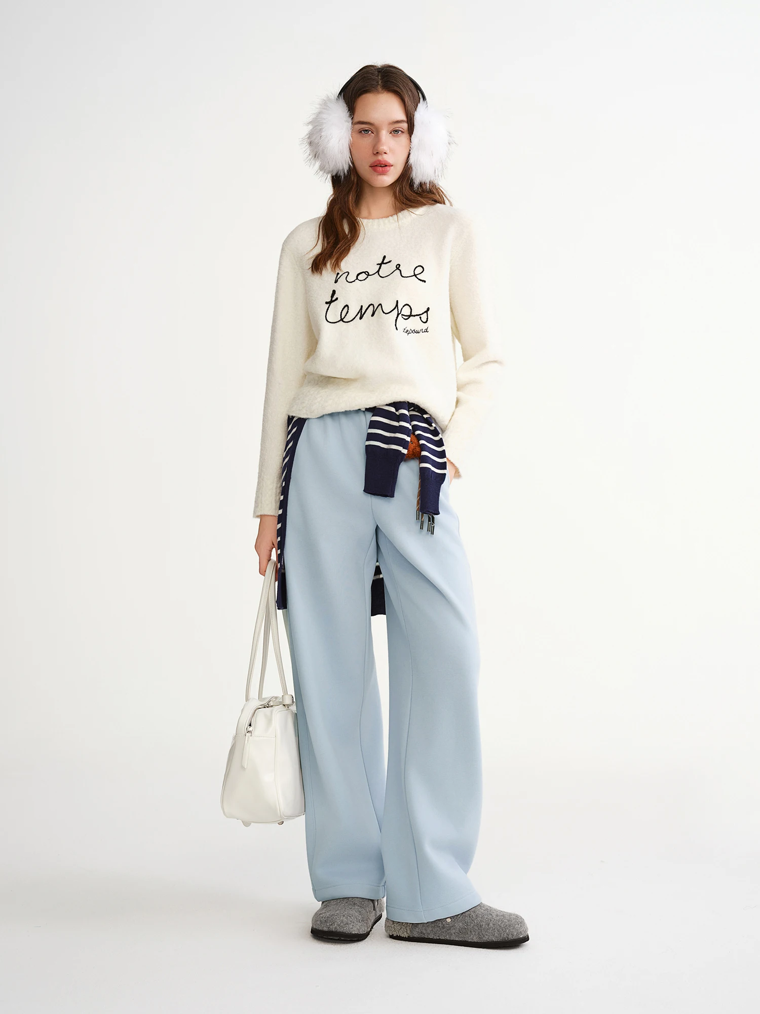 DUSHU Plus-Size Women Fashion Sweet Heart Stylish Fleece-Lined Elastic Waist Straight Leg Athletic Pants 2025 Winter New Arrival