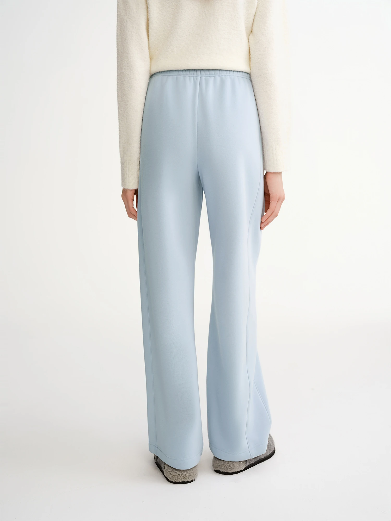 DUSHU Plus-Size Women Fashion Sweet Heart Stylish Fleece-Lined Elastic Waist Straight Leg Athletic Pants 2025 Winter New Arrival
