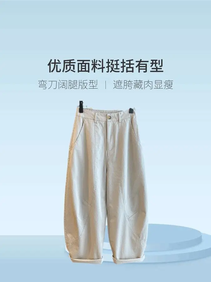 South Korea Dongdaemun Internet Celebrity Casual Scimitar Pants Women 2025 Summer New Loose Nine-point Pants Versatile