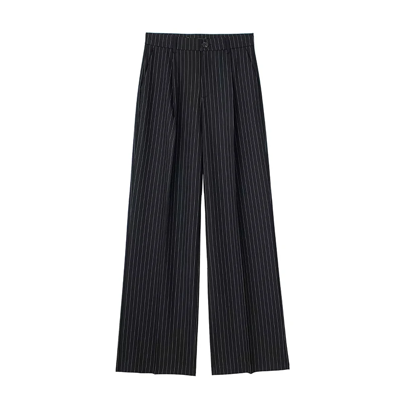 Koekop Woman High Waist Baggy Suit Pants Wide Leg Trousers Women's Formal Pants Office Wear Women Striped Grey Black Pants