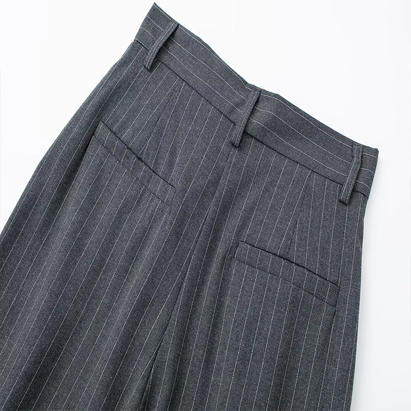 Koekop Woman High Waist Baggy Suit Pants Wide Leg Trousers Women's Formal Pants Office Wear Women Striped Grey Black Pants