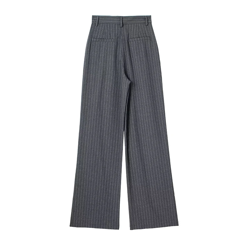 Koekop Woman High Waist Baggy Suit Pants Wide Leg Trousers Women's Formal Pants Office Wear Women Striped Grey Black Pants