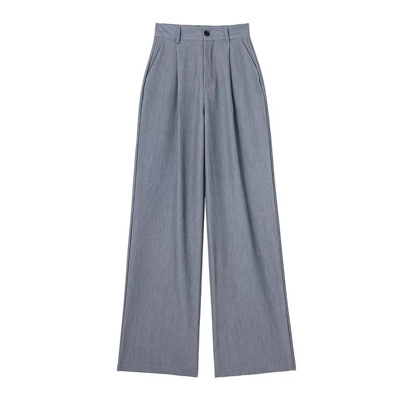 Koekop Woman High Waist Baggy Suit Pants Wide Leg Trousers Women's Formal Pants Office Wear Women Striped Grey Black Pants