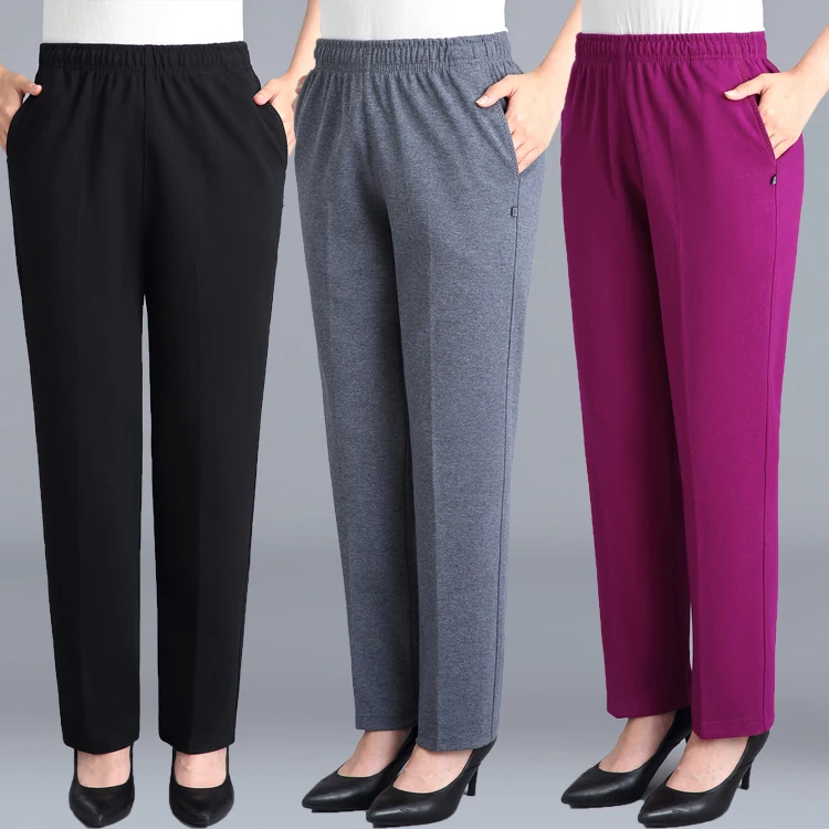 5XL Middle-aged Womens Trousers Casual Loose Elastic High Waist Mother Pants Warm Female Spring Autumn Mom Pants Pantalon Femme