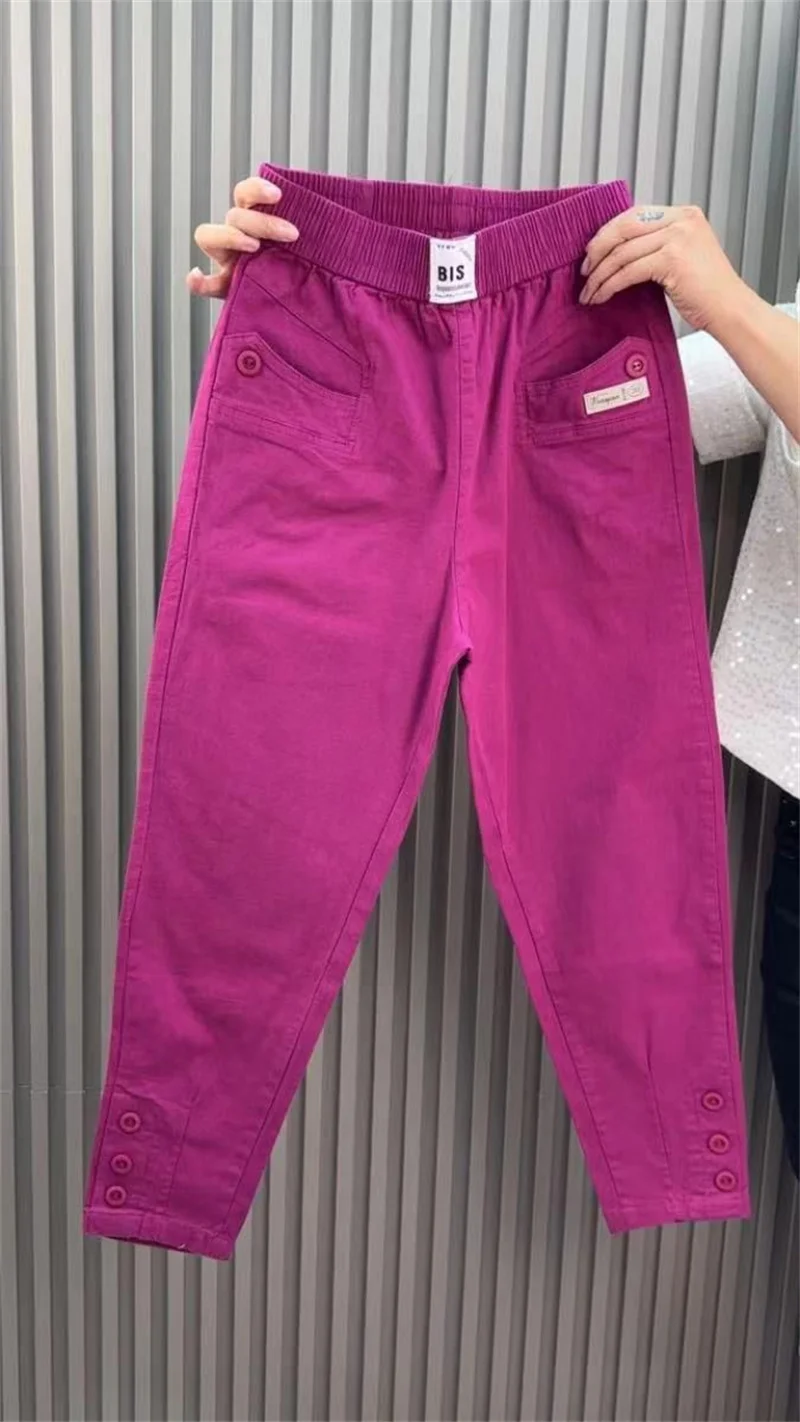 Women Harun Pants Spring Summer New 2026 Fashion High Waist All-Match Casual  Cotton Linen Pants Female Nine-Point Pants Ladies