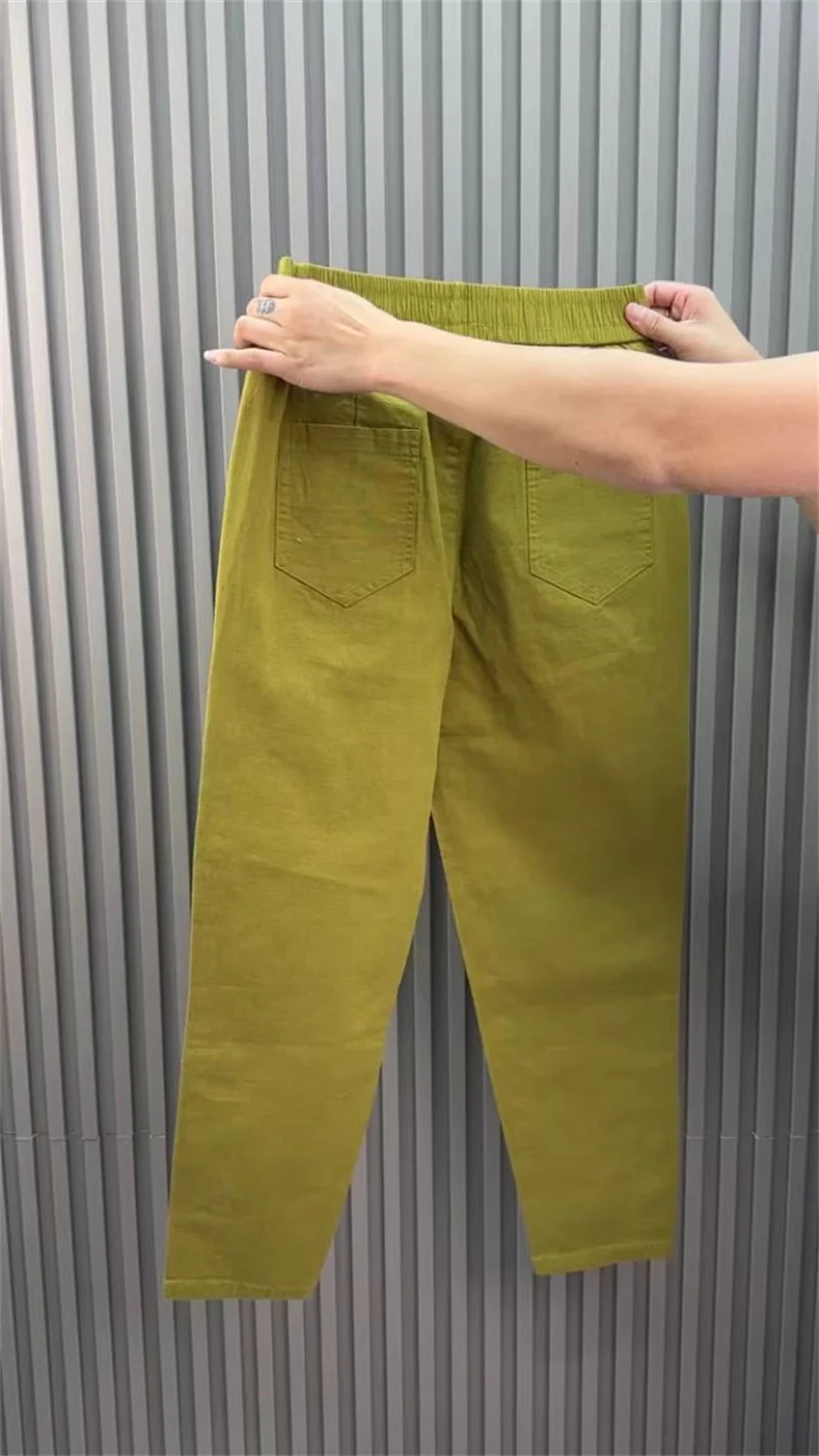 Women Harun Pants Spring Summer New 2026 Fashion High Waist All-Match Casual  Cotton Linen Pants Female Nine-Point Pants Ladies