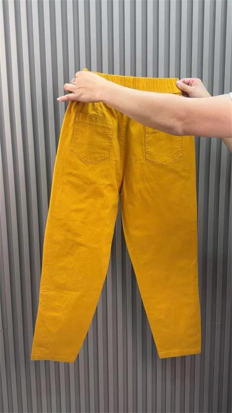 Women Harun Pants Spring Summer New 2026 Fashion High Waist All-Match Casual  Cotton Linen Pants Female Nine-Point Pants Ladies