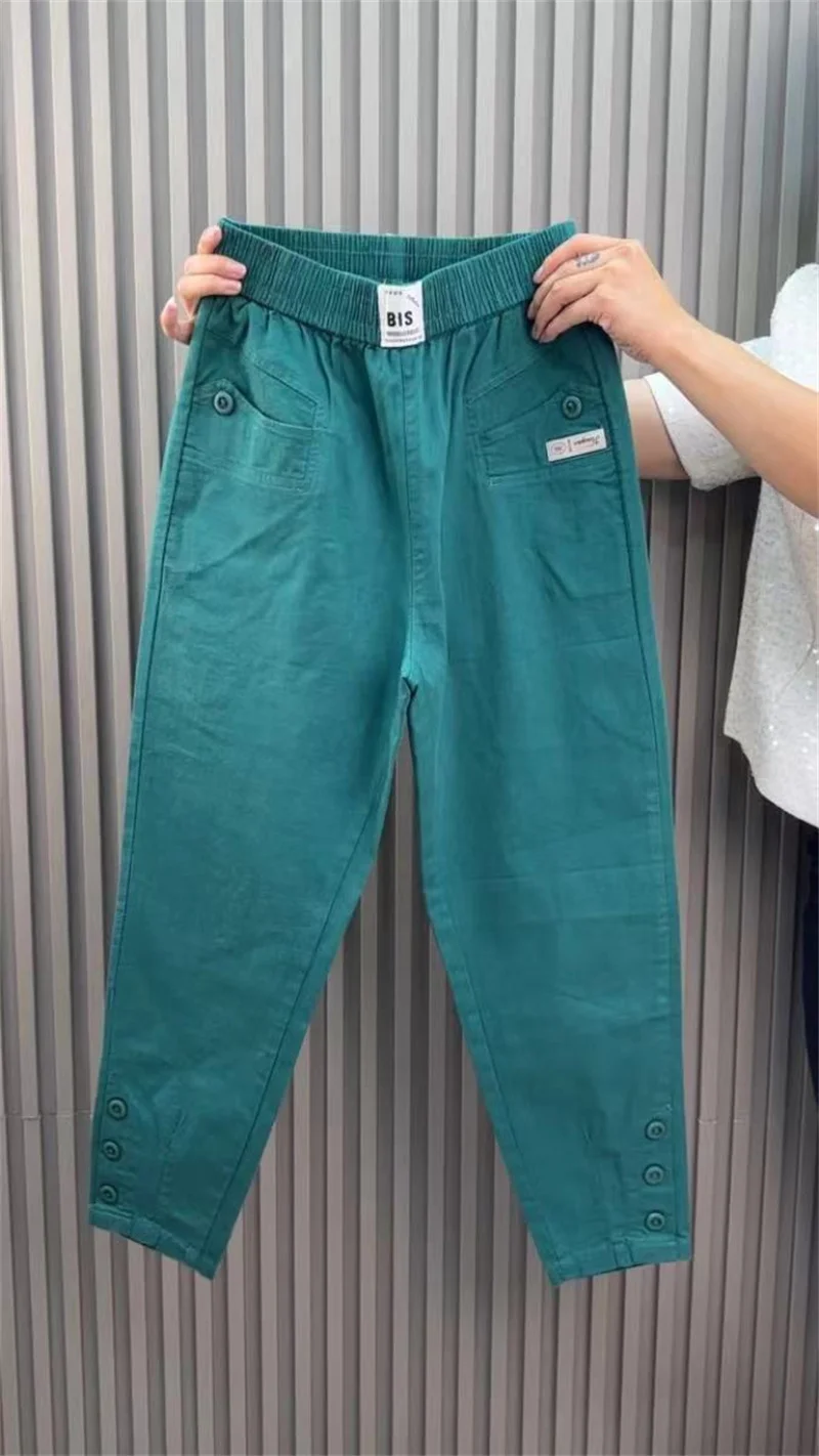 Women Harun Pants Spring Summer New 2026 Fashion High Waist All-Match Casual  Cotton Linen Pants Female Nine-Point Pants Ladies