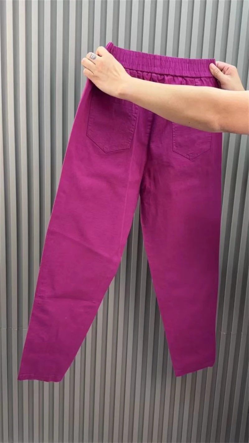 Women Harun Pants Spring Summer New 2026 Fashion High Waist All-Match Casual  Cotton Linen Pants Female Nine-Point Pants Ladies
