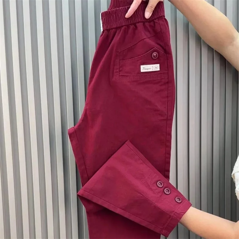 Women Harun Pants Spring Summer New 2026 Fashion High Waist All-Match Casual  Cotton Linen Pants Female Nine-Point Pants Ladies