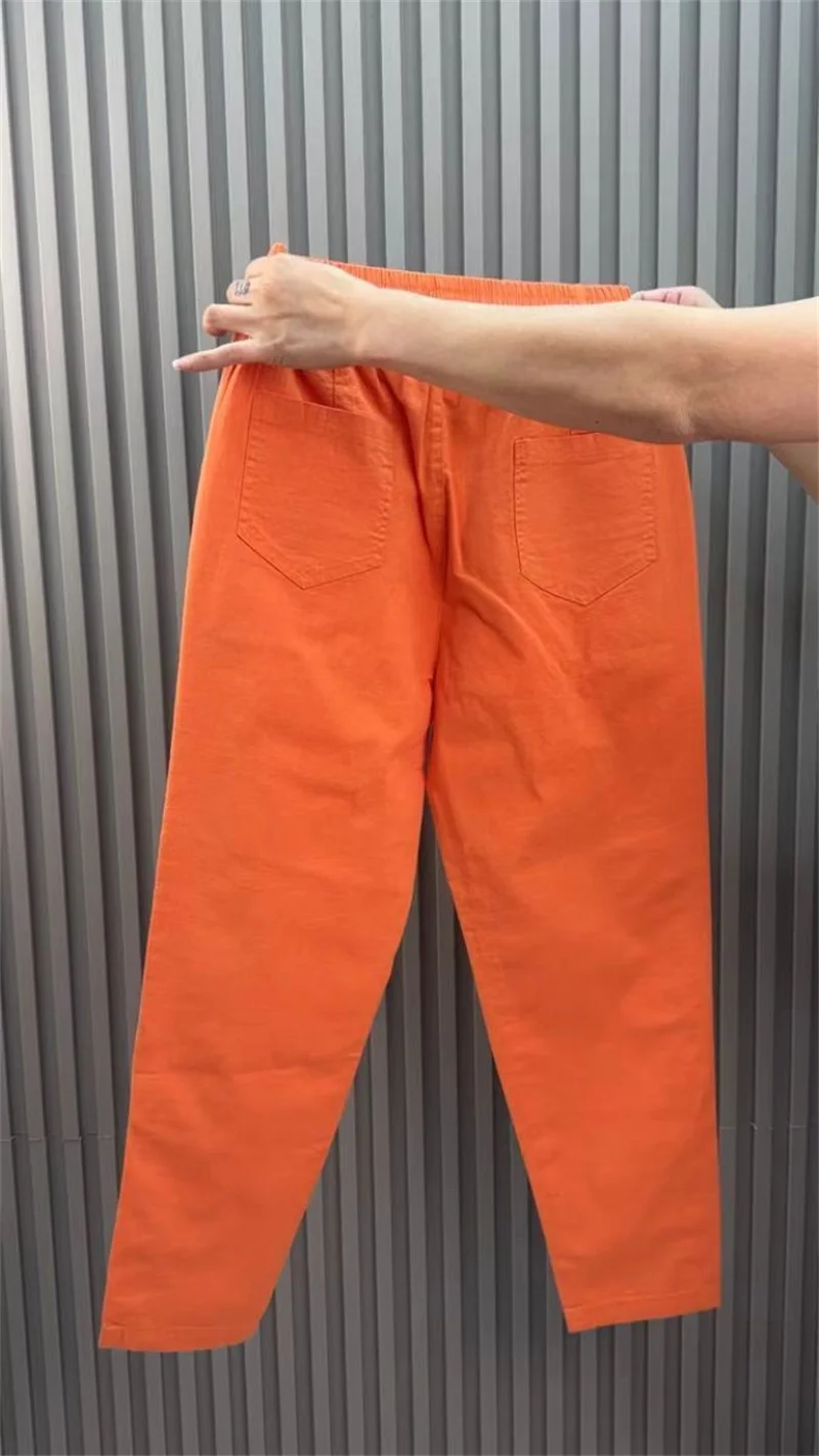 Women Harun Pants Spring Summer New 2026 Fashion High Waist All-Match Casual  Cotton Linen Pants Female Nine-Point Pants Ladies