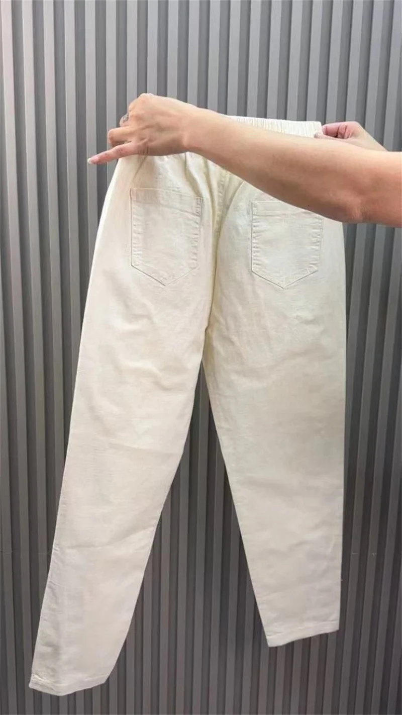 Women Harun Pants Spring Summer New 2026 Fashion High Waist All-Match Casual  Cotton Linen Pants Female Nine-Point Pants Ladies