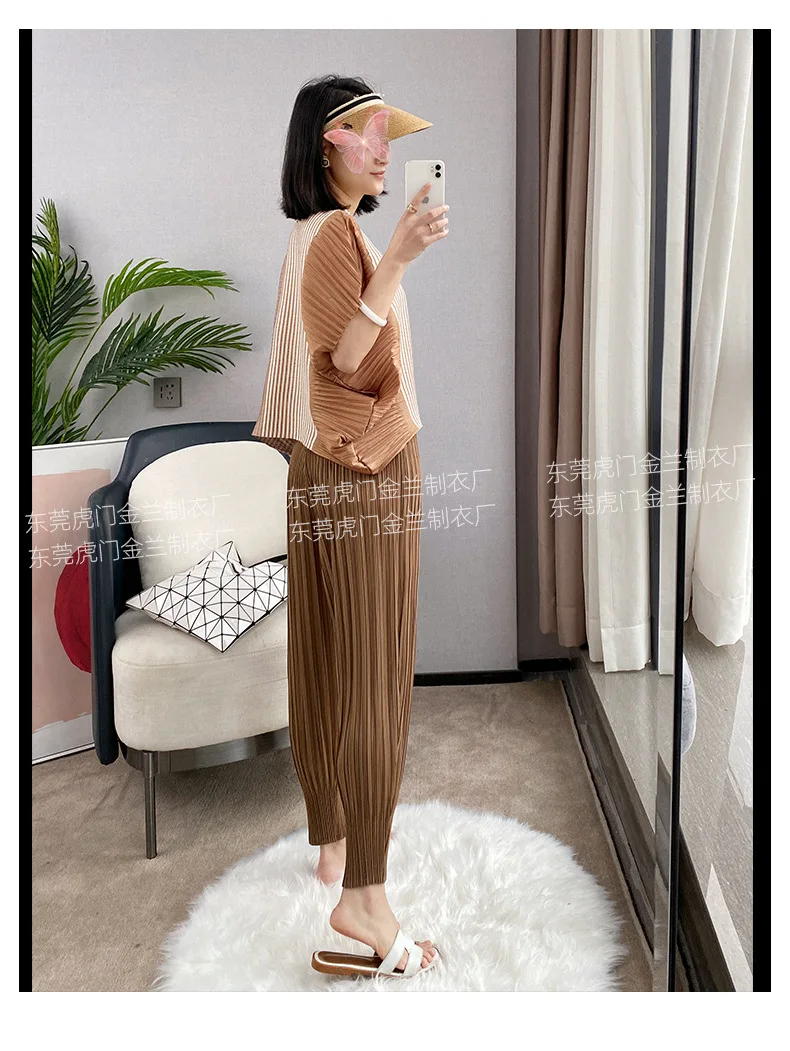 Miyake Life Pleated Pants Loose Harem Pants Women's Summer Thin Fashion Versatile Nine-minute Calf Pants