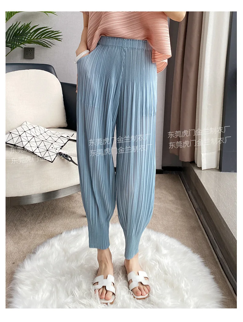 Miyake Life Pleated Pants Loose Harem Pants Women's Summer Thin Fashion Versatile Nine-minute Calf Pants