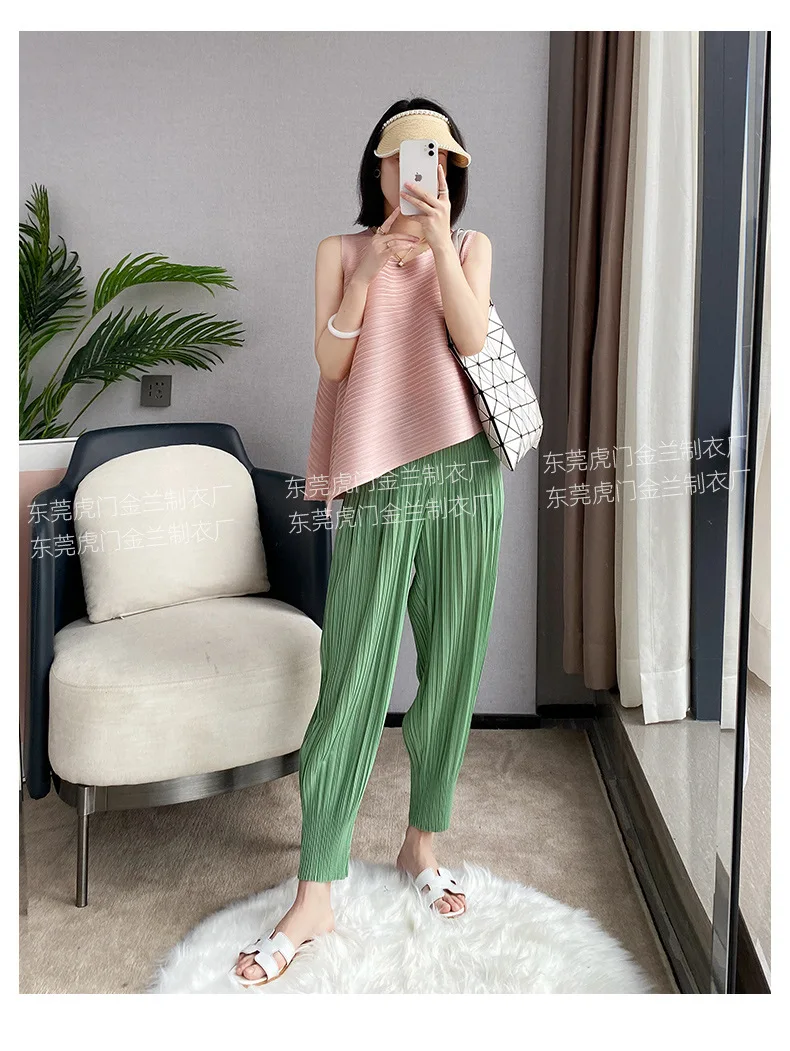 Miyake Life Pleated Pants Loose Harem Pants Women's Summer Thin Fashion Versatile Nine-minute Calf Pants