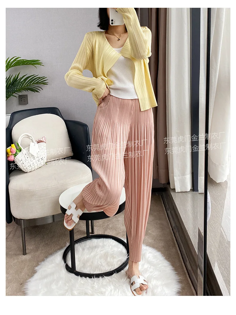 Miyake Life Pleated Pants Loose Harem Pants Women's Summer Thin Fashion Versatile Nine-minute Calf Pants