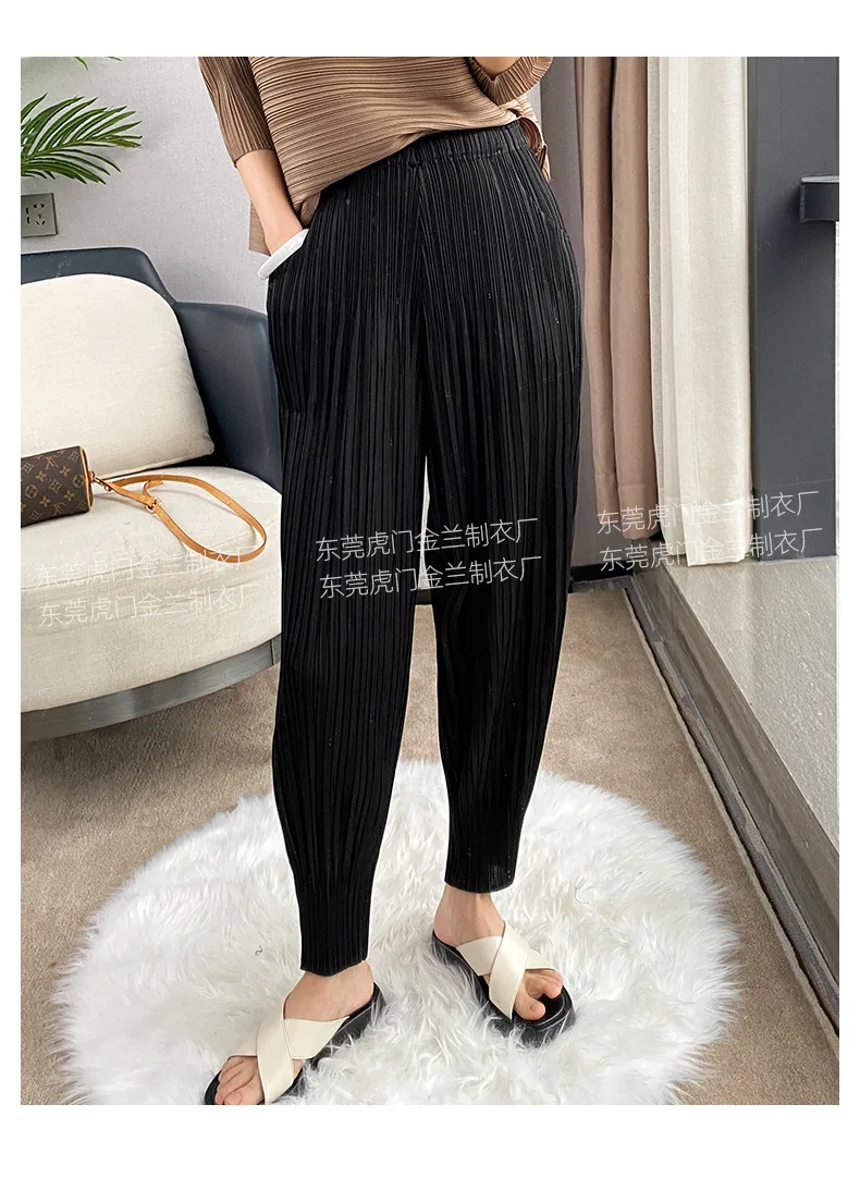 Miyake Life Pleated Pants Loose Harem Pants Women's Summer Thin Fashion Versatile Nine-minute Calf Pants