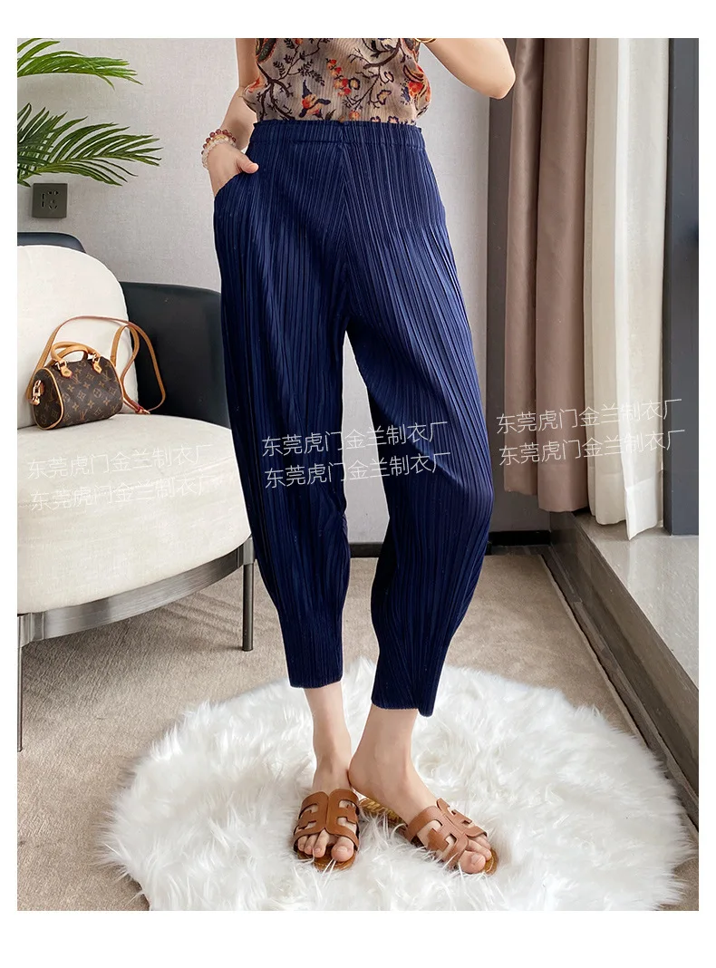 Miyake Life Pleated Pants Loose Harem Pants Women's Summer Thin Fashion Versatile Nine-minute Calf Pants