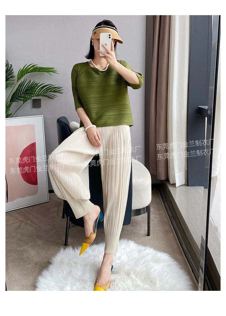 Miyake Life Pleated Pants Loose Harem Pants Women's Summer Thin Fashion Versatile Nine-minute Calf Pants